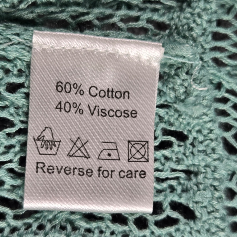 Beldini Women Mint Green Pointelle Open Knit Waterfall Cardigan Sweater Large - Picture 5 of 6